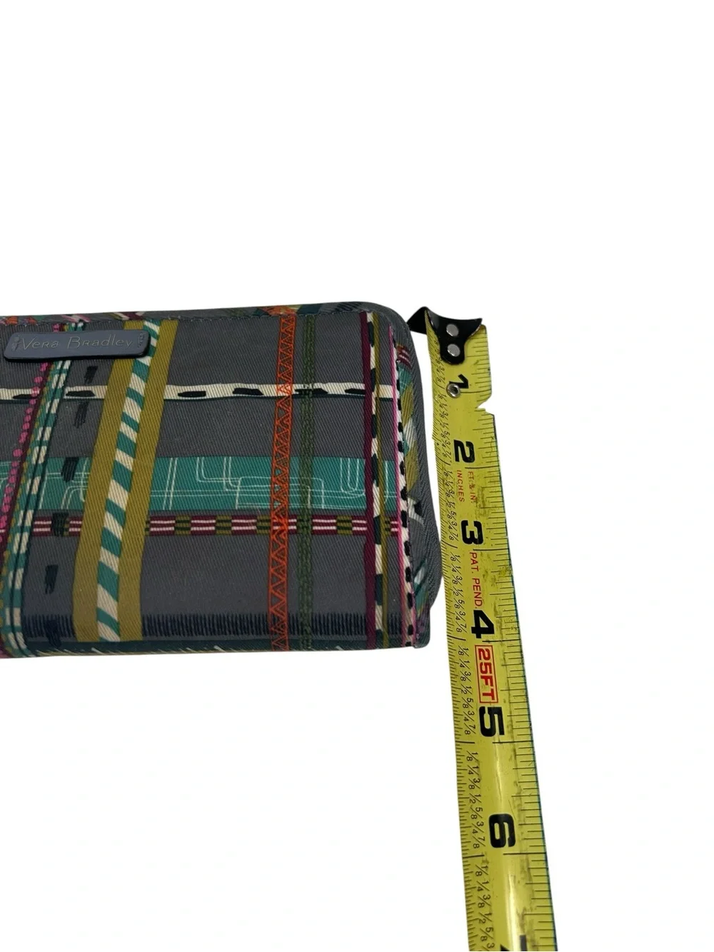 Vera Bradley Zip Around Wristlet Wallet Grey Plaid Performance Twill